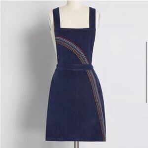 GUC - ModCloth Rainbow Corduroy Jumper Dress - L